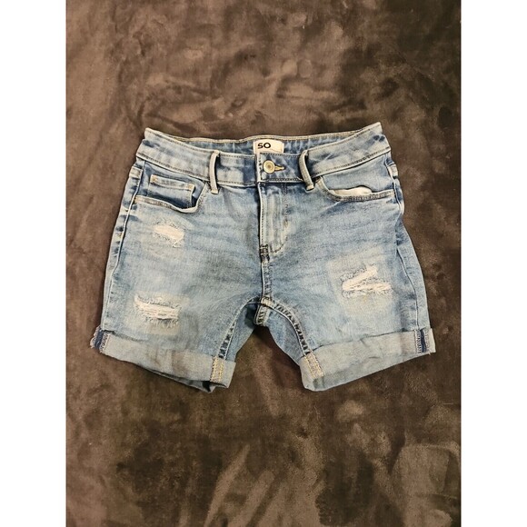 Kohl's Other - SO from Kohls Jean Shorts Girls Size 10 Medium Wash Distressed Waist 24 Inseam 4